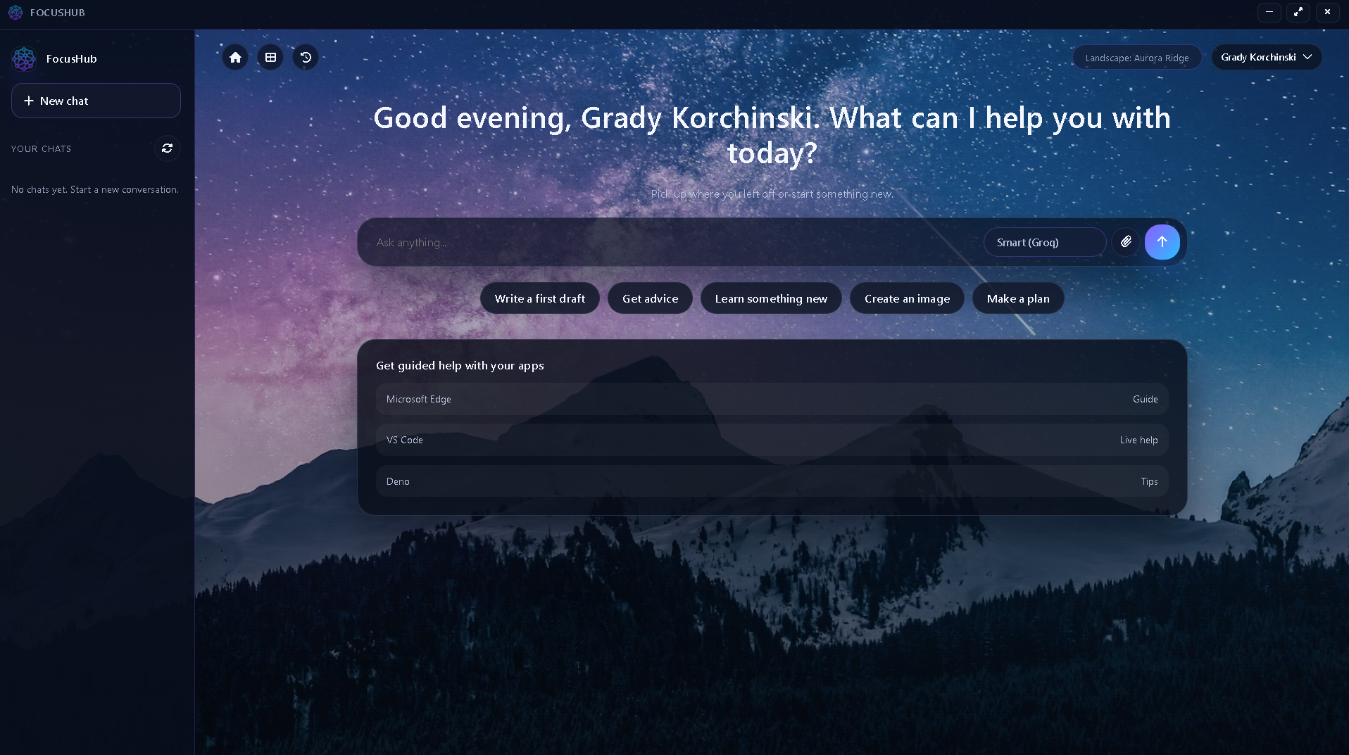Preview of FocusHub Chat Desktop interface